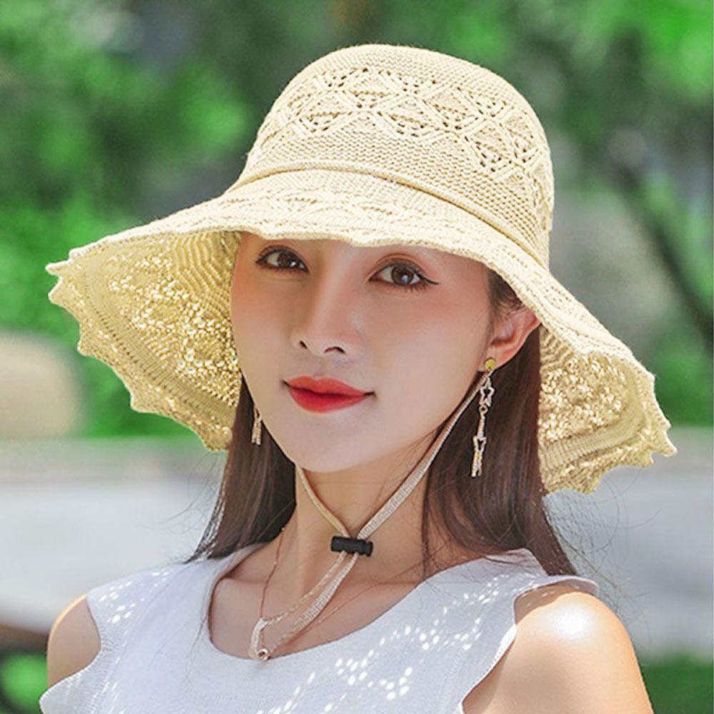 Wide Brim Beach Cap Bowknot Straw Hat Breathable Sun Hat  Women
