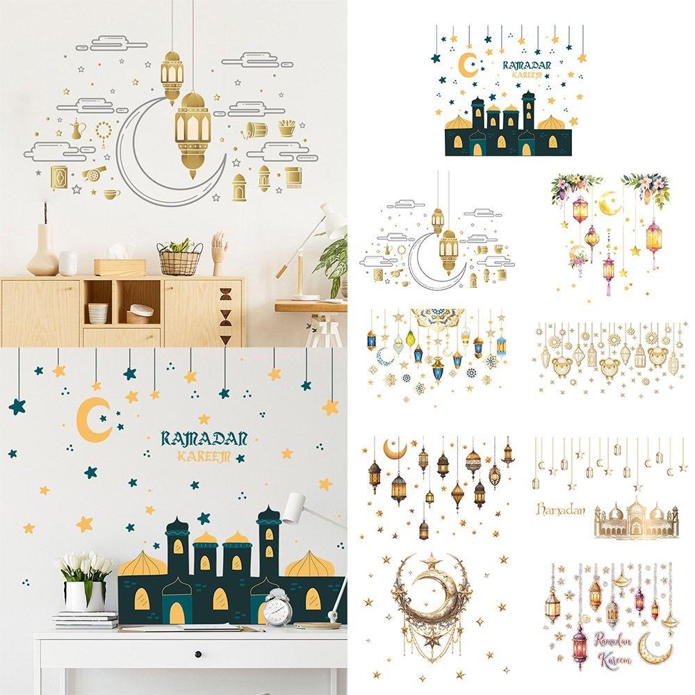 Star Moon Ramadan Kareem Decals Multicolor Mural Eid Mubarak Wall Stickers  Home Decoration