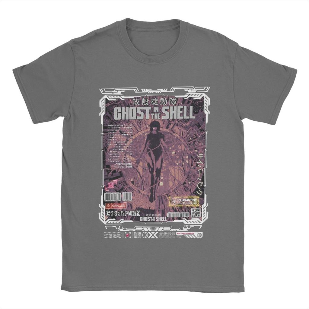 Мотоко Кусанаги Призрак в доспехах Футболки Мужские 100% Хлопок Потрясающая Футболка Аниме Футболка Короткий Рукав Одежда Большой Размер