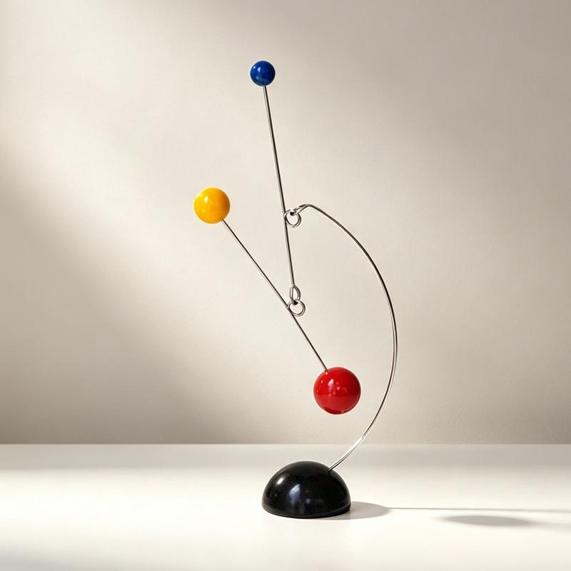 Desk Mobiles Calder Art Balancing Device Dynamic Sculpture Wabi-Sabi Desk Decor for Sample Room Home Office Art Ornament