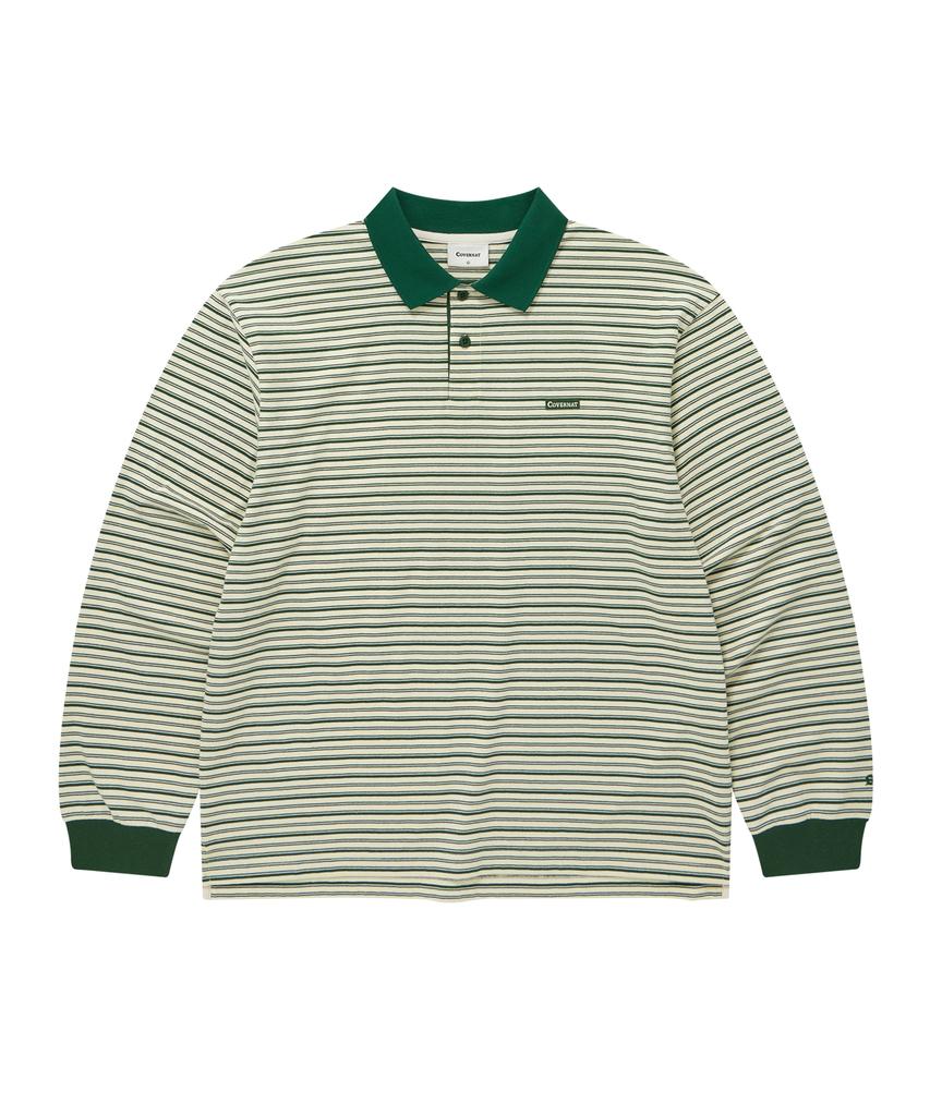 COVERNAT Multi-Stripe Collar Long Sleeve Green