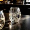 Ghost Whiskey Glass Halloween Glass, Black Cat Spider Net Skull Tumbler for Durable Coffee Mug Cocktail, 350ml Spooky Drinkware Home Bar, Festive