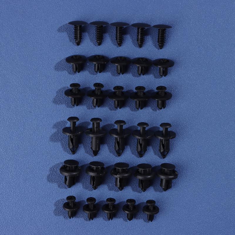 190 шт. Автомобильные крепежные клипсы Пластиковый набор крепежных элементов 6 размеров Автомобильные заклепки-пуговицы Набор кузовных бамперных прижимных заклепок