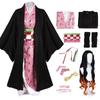Anime Demon Slayer Kimetsu No Yaiba Kamado Nezuko Cosplay Costume Women Kimono Wig Halloween Carnival Outfit Suit