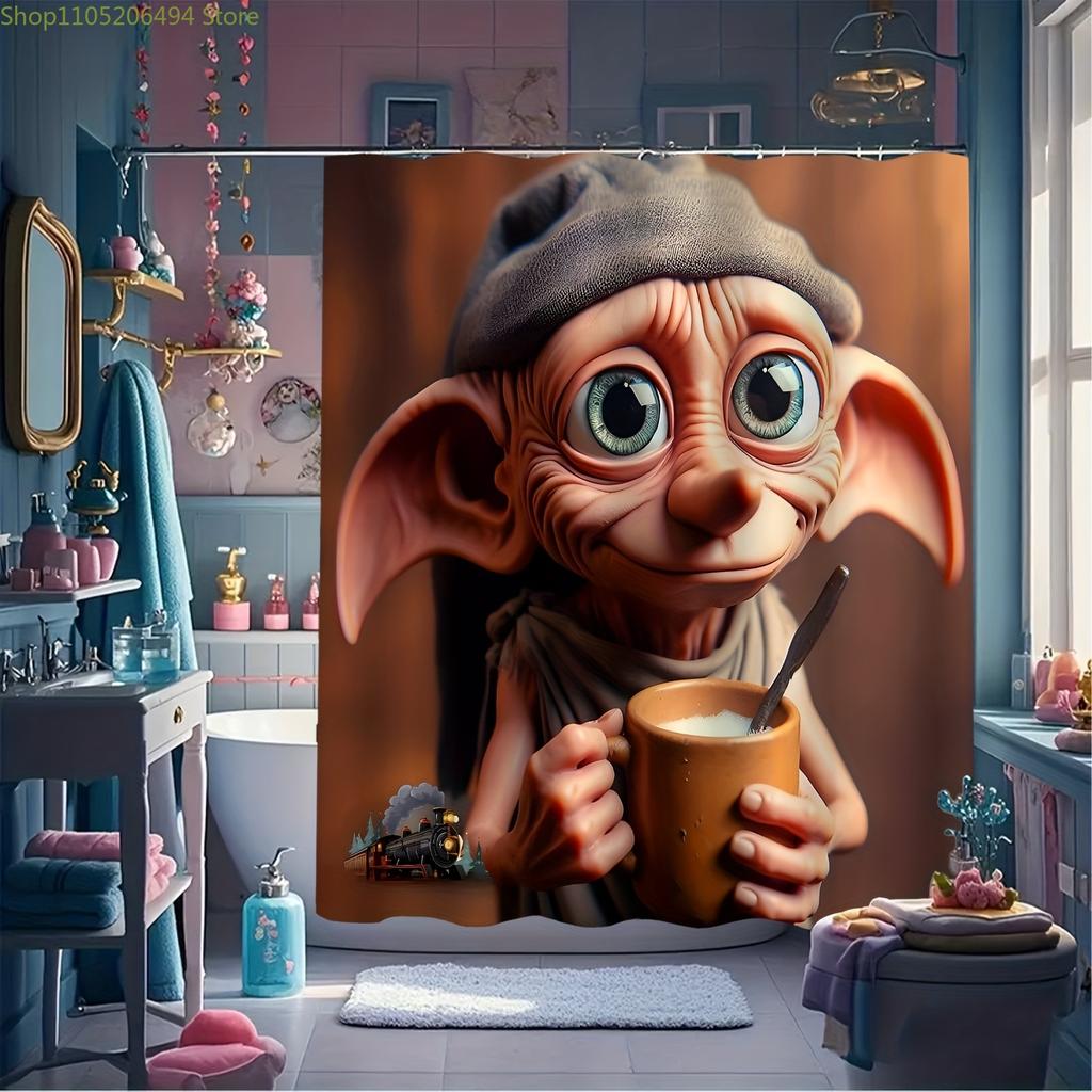 1 Warner Bros. Шторка для душа с принтом Гарри Поттера, Занавеска для ванной для уединения, Занавеска-перегородка для дома с крючками, Машинная стирка