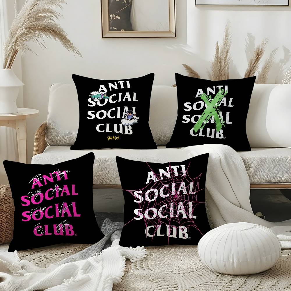 A-Anti Social S-Social Club Наволочка для дома общежития спинки стула короткий плюш двусторонняя печать офиса подушка для дневного сна