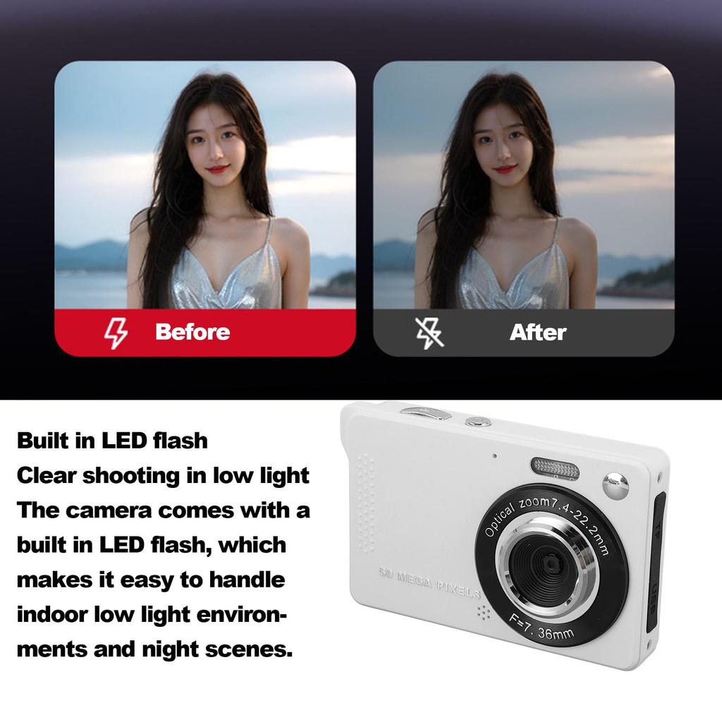 1080P HD Digital 50MP Pocket Compact Camera with TFT 16x Zoom Auto Focus Vlogging Camera with LED Flashlight for Travel Photography Camera, 2.8"