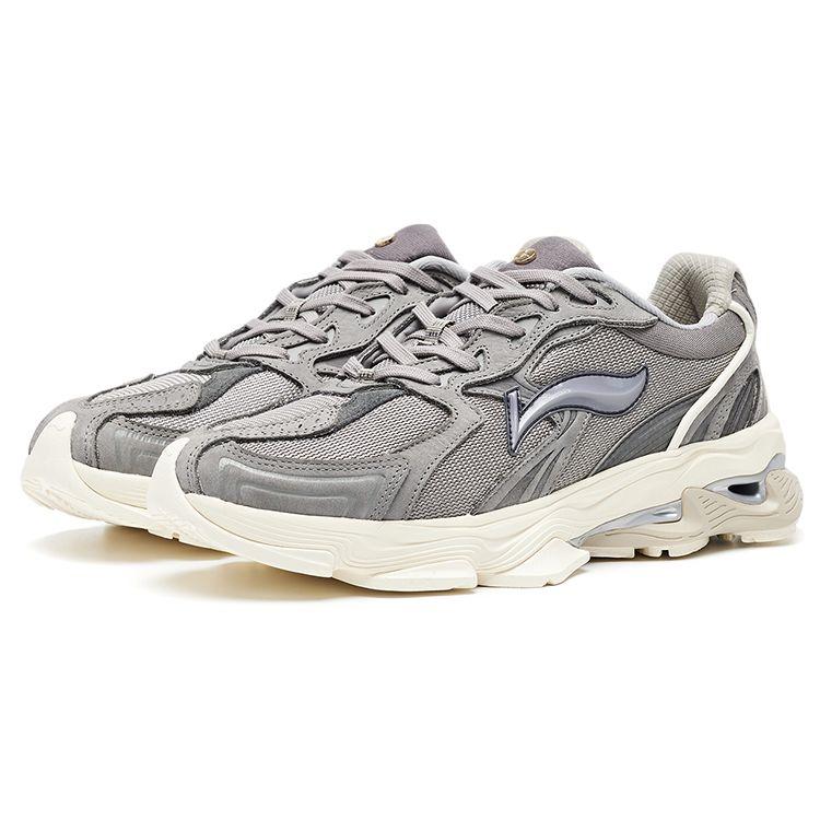 Li-Ning 1990 Suede Casual Retro Shock Absorbing Non-Slip Wear-Stick Low-Top Running Shoes Мужские кроссовки Fog-Gray ALFR119-2