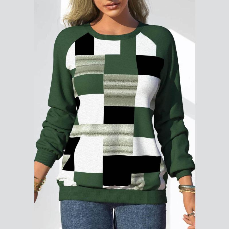 Женская модная повседневная футболка с длинным рукавом и круглым вырезом и топ