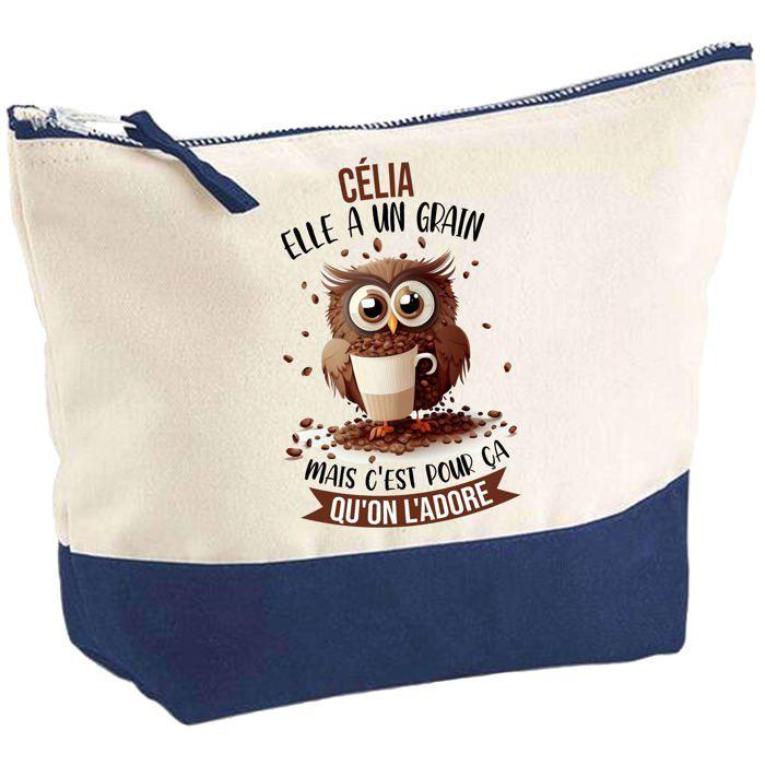 Trousse de maquillage - PLANETEE - Célia Chouette Grain - Grand format - Coton - Impression HD personnalisée