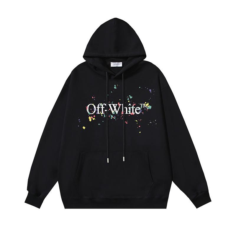 1282 Off-White 2026 Autumn/Winter New LOGO Splash Ink Splash Paint Effect Printed Hoodie Men's and Women's Hoodie