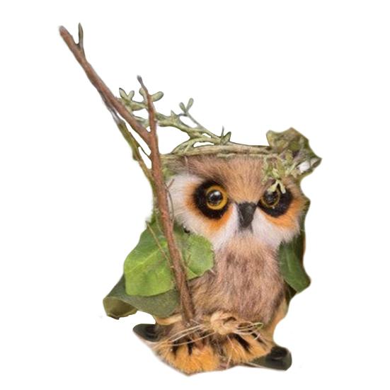 Деревянная фигурка совы, мини-магнитная плюшевая сова, дикая природа, птица, животное, статуэтка для детей, рождественский подарок на День благодарения