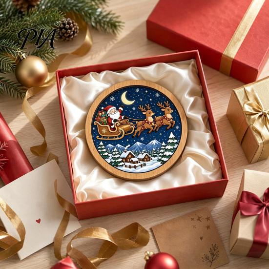 Wooden Christmas Table Decor Ornament DIY Coloring Kit, Kit with Stand, Paint Ornaments for Kids Strip And Brushes, Hand-Colored Holiday Decoration