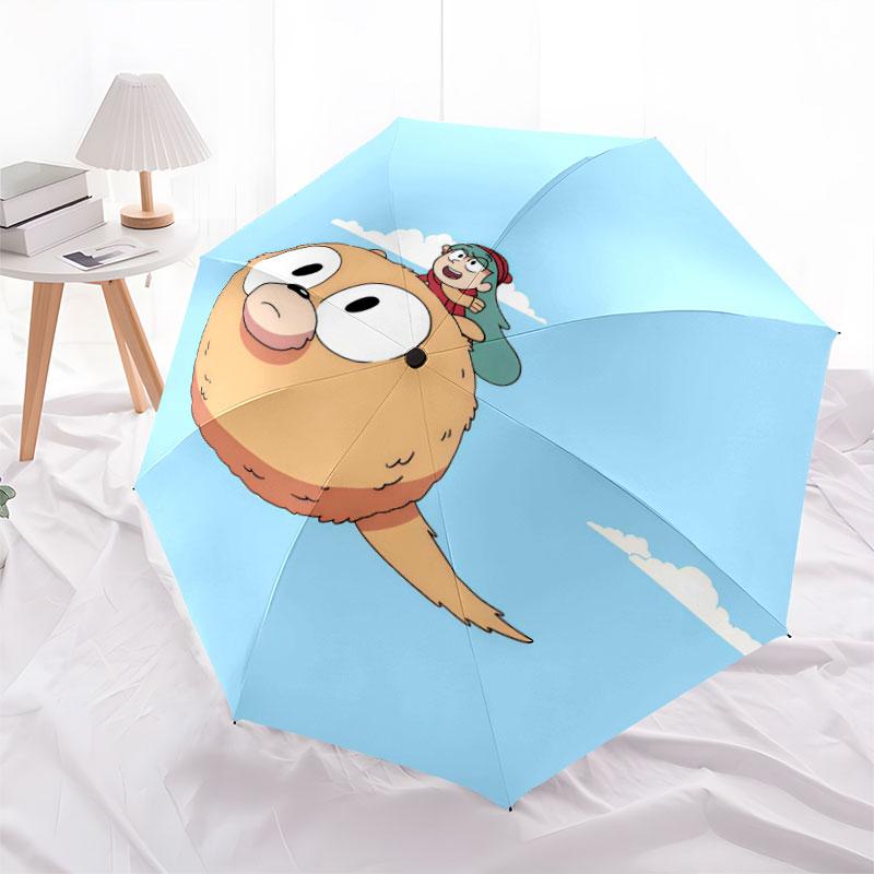Hilda Cartoon pattern, automatic folding umbrella, portable and foldable design, 8 ribs, a Christmas or birthday gift.
