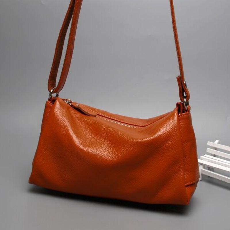 Women's One-shoulder Oblique Small Bag Women's Simple Top Layer Cowhide Soft Leather Bag