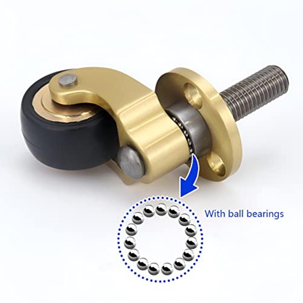 4 шт. Сверхпрочные латунные ролики с поворотом на 360 градусов и бесшумными подшипниками для легкого перемещения диванов, столов и мебели