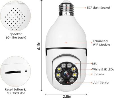 Беспроводная камера с лампочкой Wi-Fi, камера безопасности, домашняя и наружная камера видеонаблюдения, видеорегистратор