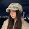 Versatile Imitation Mink Fur Chain Duck Tongue Beret Autumn and Winter Hat for Women Versatile Octagonal Hat Plus Velvet Thickened Warm Hat