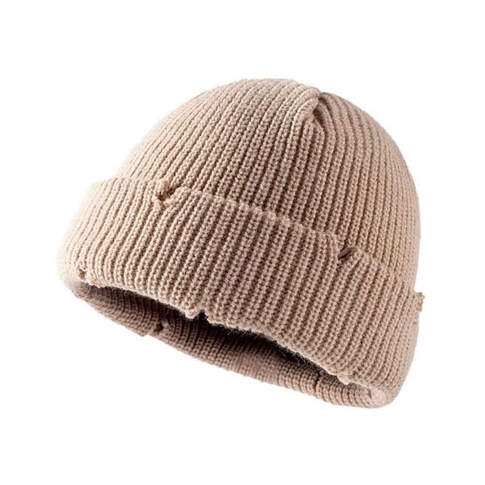 Warm Keeping Short Knit Beanie Acrylic Men Women Knitted Hat Fashion Cuff Beanie Hat Unisex