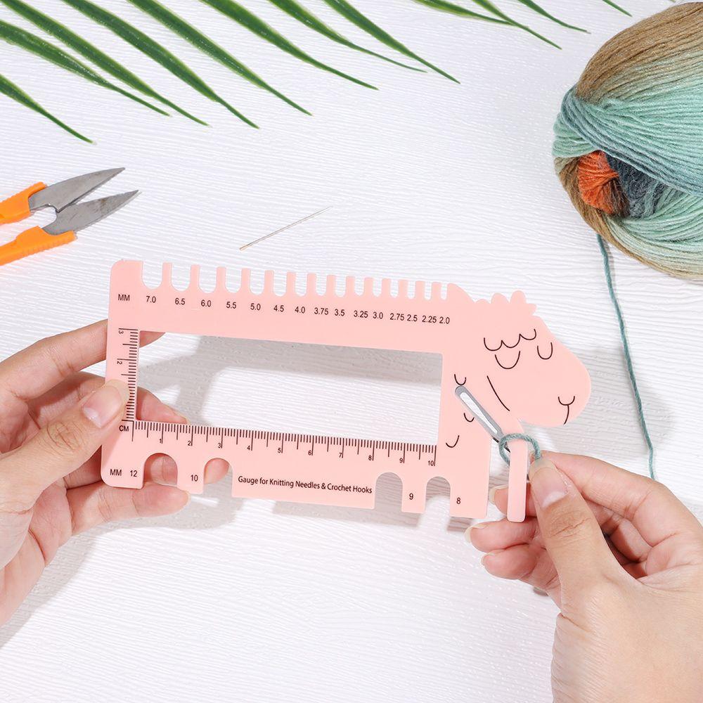 Practical Sheep Head With Cutting Head Gauge Ruler For Knitting Needles Crochet Hooks Ruler Tool