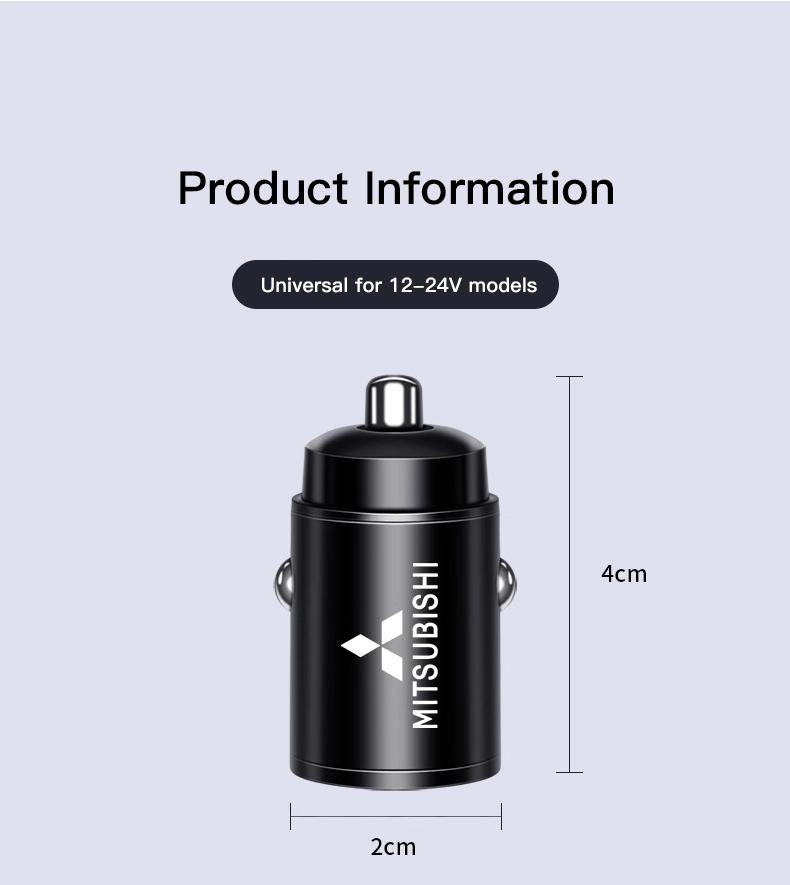 Автомобильное быстрое зарядное устройство Type-C USB-порт Преобразователь в прикуриватель Для Mitsubishi Lancer Mirage ASX Ralliart Outlander Jinxuan Lancer