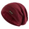 Classic Leather Label Men's Knitted Hat with Plush Warm Pullover Hat Korean Version Anti Cold Woolen Hat Autumn and Winter