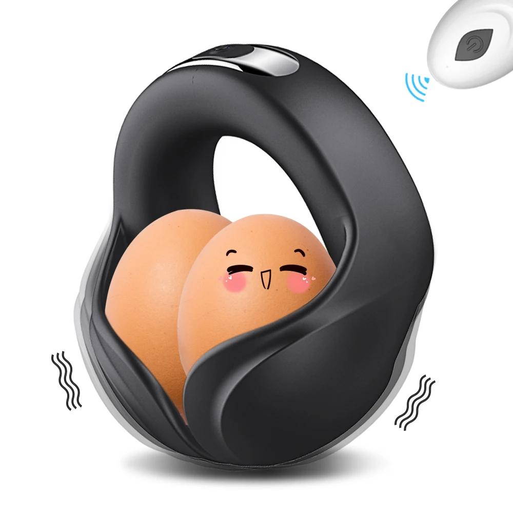 Пульт дистанционного управления Кольцо для члена для мужчин Вибратор для пениса Задержка эякуляции Стимулятор мошонки промежности Массаж Секс-игрушка для пар