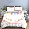 Rainbow Unicorn and Hearts Bedding Duvet Cover Set Duvet Cover Pillowcases  (1*Duvet Cover 2*Pillowcases, without duvet insert)
