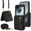 Кожаный чехол-кошелек на молнии для Samsung Galaxy Z Flip 6 5 4 Flip6 Flip5 Flip4 Flip3 с держателем для карт и держателем для карт