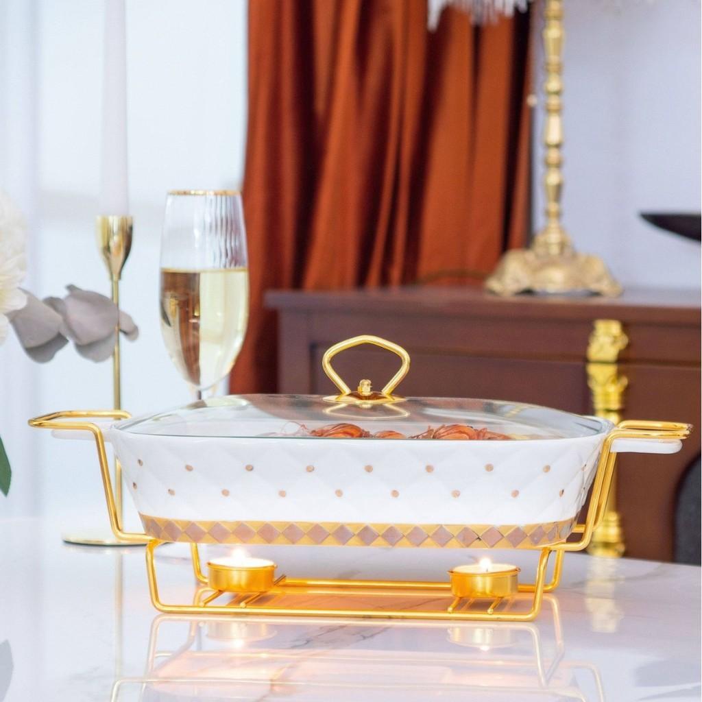 Light Luxury Style Golden Point Ceramic Soup Pot Household Large Capacity Golden Baking Pan Dry Soup Pot Creative Pot