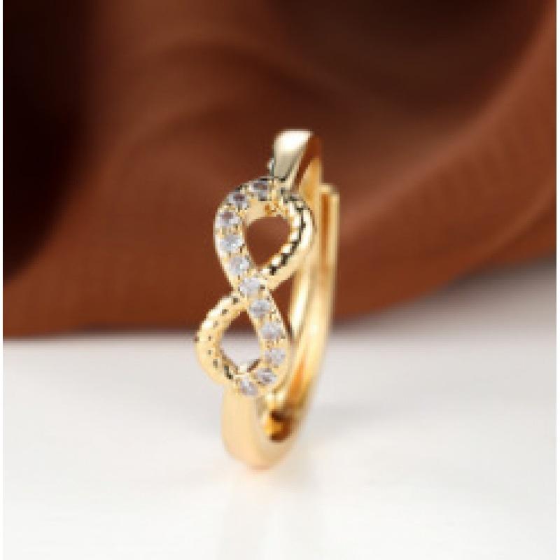 Hot-selling goods 8-character half-edge diamond-set open ring, simple personalized ins wind ring, popular
