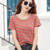 Summer Women's T-Shirt Round Neck Striped Short Sleeve Top