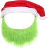 Mens Green Beard Santa Hat With Furry Gloves For Adult Christmas Cosplay Costume Accessories