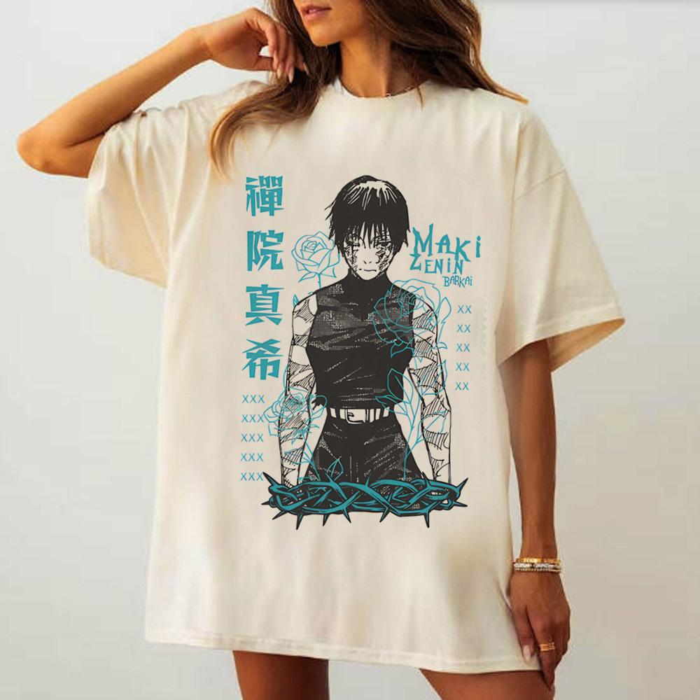 Maki Zenin shirt female 80s Graphic Digital Gothic hip hop korean clothes tshirt 2000s Breathable Grunge 2000s 80s