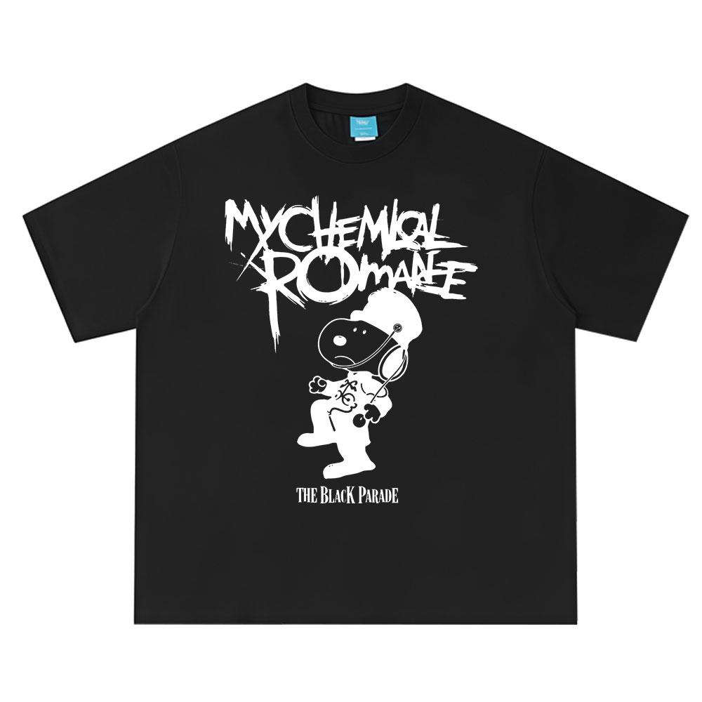 Черный Парад Мультяшная Собака Футболки Рок-группа My Chemical Romance Футболка Мужская Женская Одежда Хлопок Повседневная Свободная Y2K ...