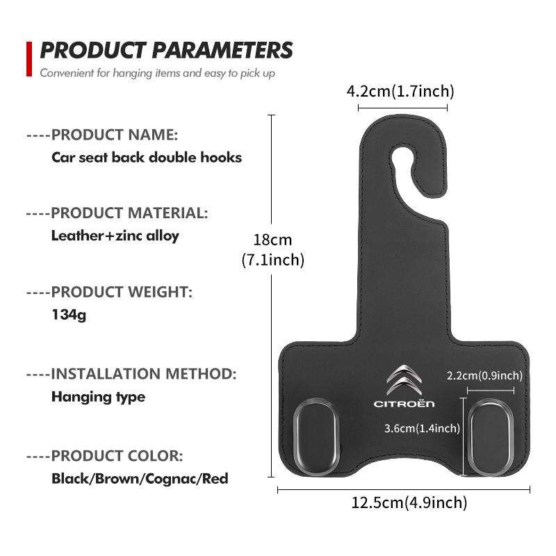 OCDK9 Car Rear Seat Double Head Storage Hook Headrest Hanger Clip For Citroen Jumper Celysee Cactus Picasso Aircross Saxo Grand