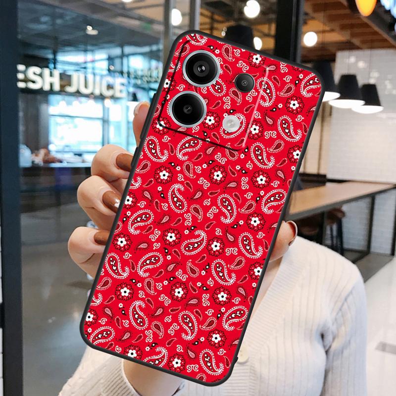Красный Бандана Пейсли Чехол Для Xiaomi Redmi Note 15 Pro Plus 10 11 12 13 14 Pro Redmi 15 15C 10C 12C 13C 14C Обложка