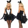 Women 3Pcs Bunny Gloves Headband Tuxedo Dress Cosplay Halloween Costume Set