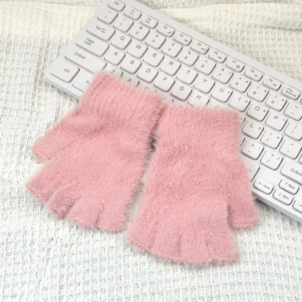 Вязаные толстые термальные перчатки с полупальцами для женщин и мужчин, зимние теплые шерстяные перчатки для вождения, перчатки без пальцев для сенсорных экранов