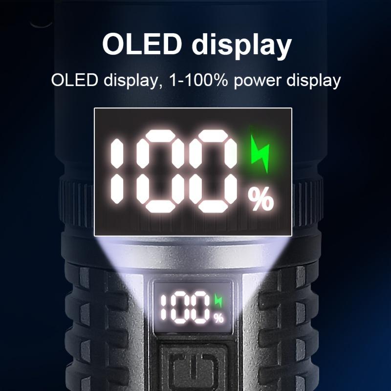 High Power LED Handheld Flashlight,4 Modes, Adjustable Beam, Type-C Fast Charging, Rechargeable Battery, Aluminum Alloy, with USB Cable