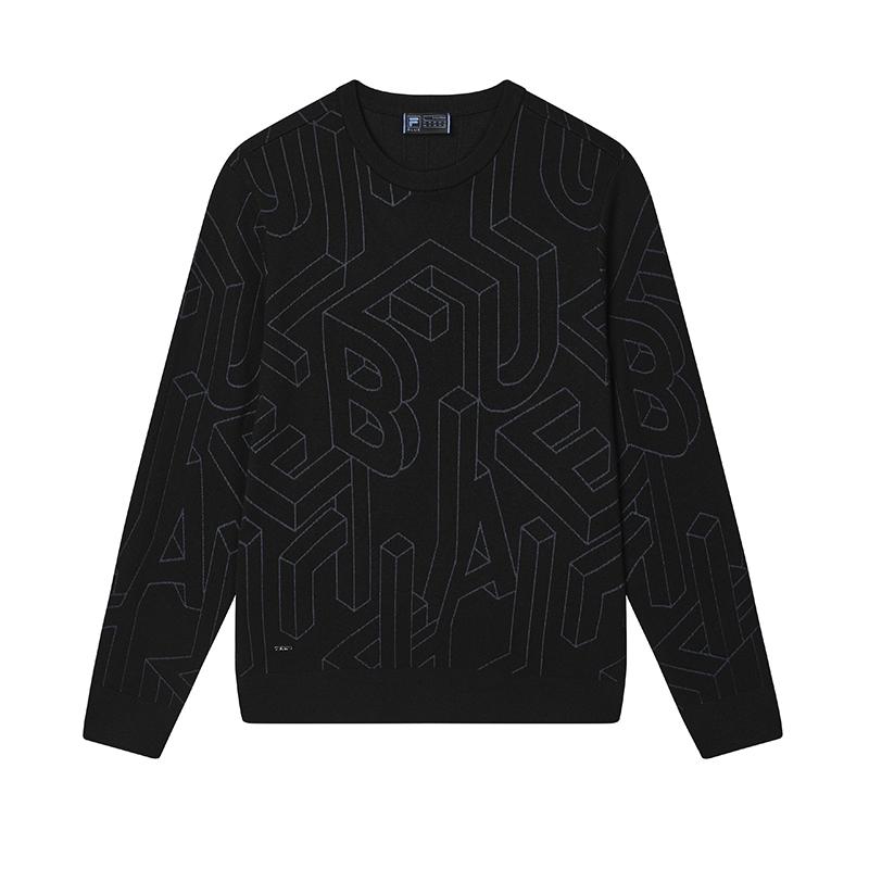 FILA Knitwear Men's Black Crew Neck Moderate F11M442403FBK