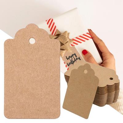 100 шт. с веревочками Крафт-бумага Подвесные бирки DIY Пустые этикетки для упаковки Картонные карточки для упаковки подарков Этикетки для украшения вечеринки
