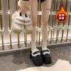 European Station 8cm Thick-soled Plush Cotton Shoes Women's 2025 Winter New Small Inner Height Increase Muffin Ice Shoes