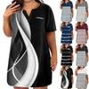 Womens Plus Size Dresses V Neck Short Sleeve Summer Casual Solid Dress Tunic With Pocket