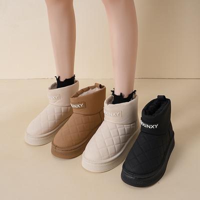 Женские зимние сапоги 2025 новая зимняя бархатная утолщенная теплая хлопковая обувь износостойкая нескользящая модная женская обувь хлебные туфли