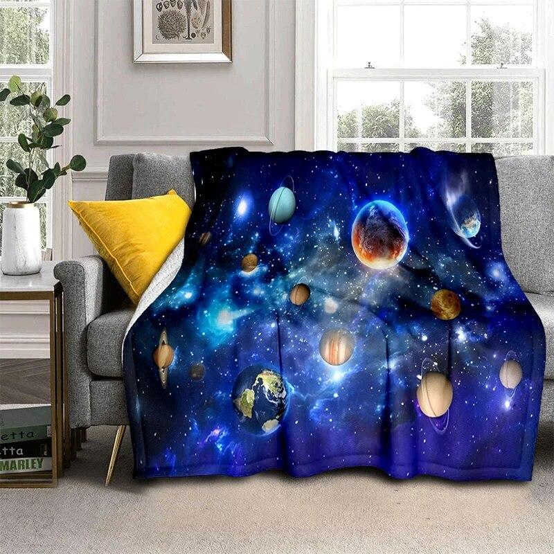Solar System Soft Plush Sofa Bed Throwing Cartoon Picnic Blankets Modern Flannel Blanket Cover Gedruckt Bettdecke Geschenk