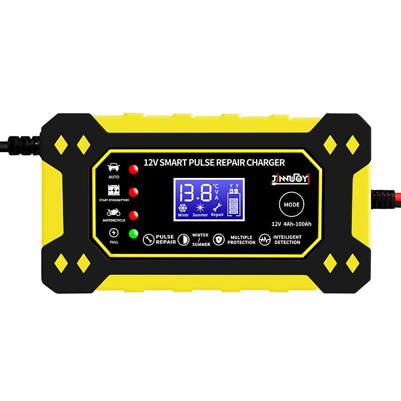 Зарядное устройство для аккумуляторов мотоциклов и автомобилей 12 В 6 А с цифровым дисплеем и интеллектуальным импульсным ремонтом свинцово-кислотных аккумуляторов