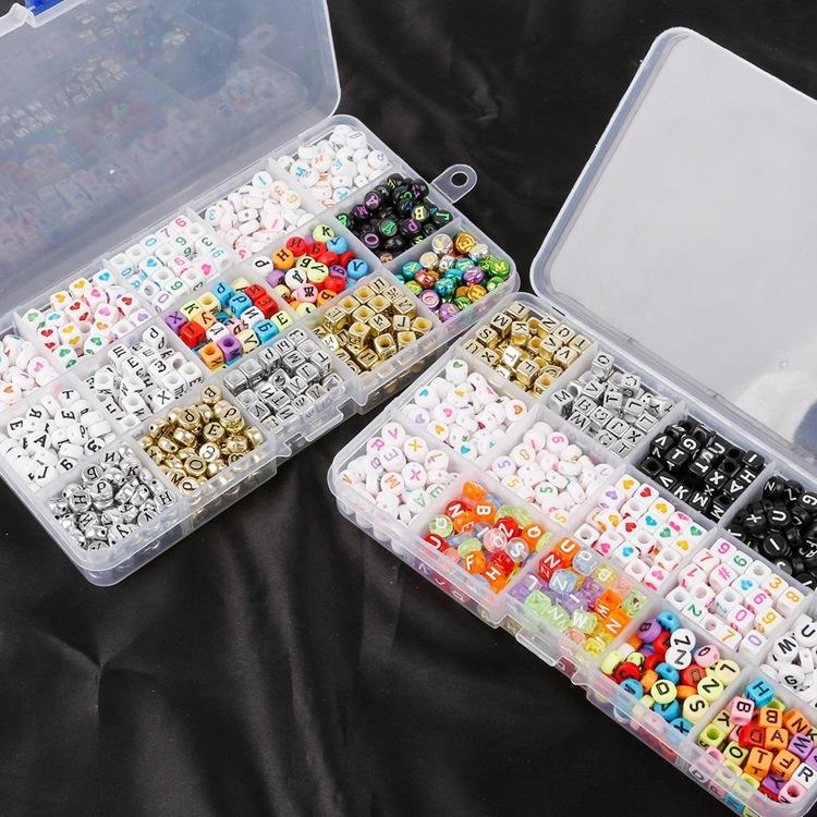 Diy Jewelry Accessories, Handmade Beading Material, Acrylic Beads, Colored English Letter Beads, Flat Bead Set.