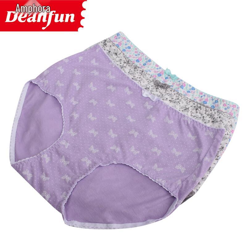 Женские трусы-боксеры средней посадки из 100% хлопка с принтом - 4 штуки