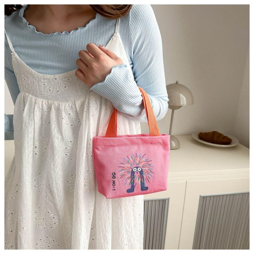 Cartoon Mini Canvas Bag Korean Style Small Bags Women's Handbag Hand Snack Bag Lunch Bag